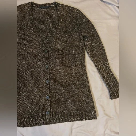 Jenni Kayne gold black sparkly sweater cardigan Size Small